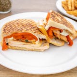 Grilled Chicken Panini with Mozzarella Cheese & Roasted Peppers