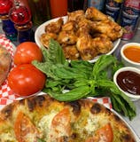 #2 One 14" Cheese Pizza with One Topping & 12 Pieces of Wings