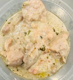 MEAT DISH: 5A. CHICKEN WHITE CURRY (LESS SPICY) WITH JEERA BASMATI RICE