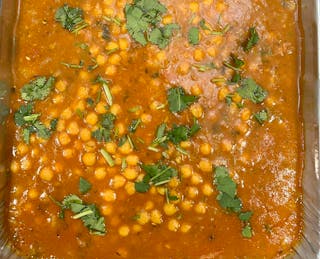 VEGETARIAN DISH: 1. CHICKPEA (CHOLE CURRY) CURRY WITH JEERA BASMATI RICE