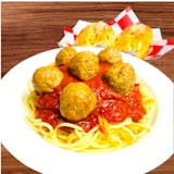 Spaghetti Tomato Sauce & Meatballs (2 Garlic rolls)