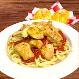 Spaghetti Tomato Sauce & Chicken (2 Garlic rolls)