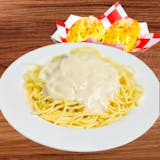 Spaghetti Alfredo Sauce  (2 Garlic rolls)