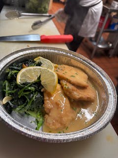 Chicken Francese with Sauteed Spinach
