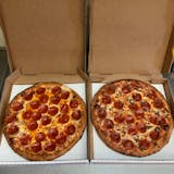 Two Medium Pizza with Two Toppings Each for $24.99 Regular Price $33.98
