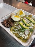 Chilaquiles Verdes w/meat and egg