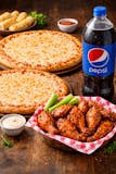 2 Large Cheese Pizzas, 50 Wings, 2 Ltr Soda