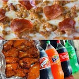 1 16" XL 2 Topping Pizza & 10 Wings with 2 Liter Soda Special