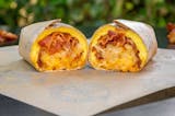 Bacon eggs and cheese breakfast burrito