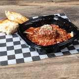 Cheese Ravioli with Meatball and Garlic Bread
