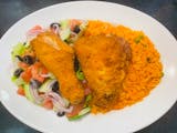 Fried Chicken with Salad & Rice