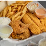 #7 Four Pices Wings & 2 Pieces Catfish Fillet with Fries