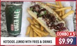 Combo # 5 hotdog jumbo with fries & can of soda