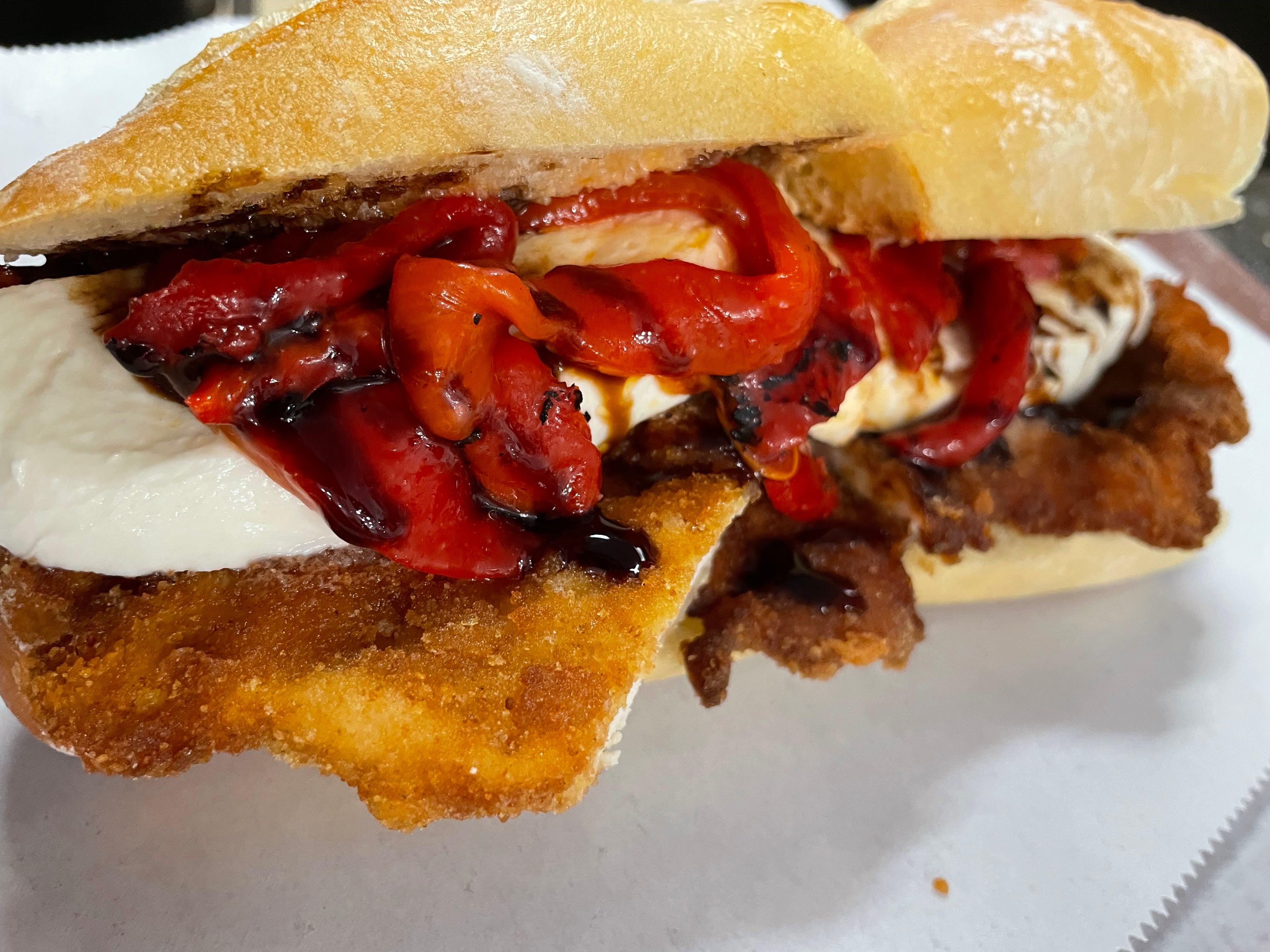 Chicken Cutlet Roasted Peppers or Broccoli Rabe Sandwich