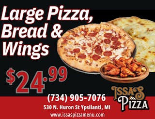 Large Pizza, Bread, & Wings