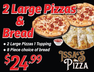 2 Large Pizzas & Bread