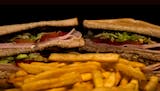 Turkey Club Sandwich with French Fries