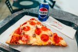 Giant Pepperoni Pizza Slice & Can Soda Lunch