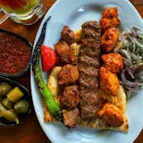 Chicken Adana and Lamb Shish Kebab Platter