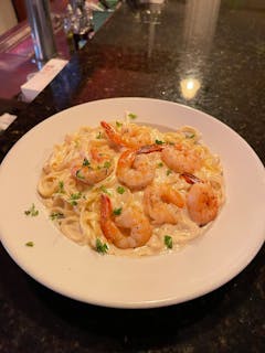 Fettuccine Alfredo with Sauteed Shrimp