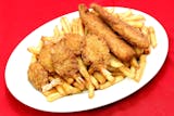 4 Jumbo Shrimp and 2 Pieces. Fish with Fries