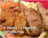 2 Pieces. Fish & 4 Pieces. Shrimp with Fries Special