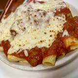 Baked Rigatoni with Meat Sauce & Mozzarella Cheese