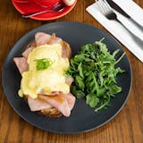 Eggs Benedict, Ham & Green Salad Breakfast