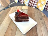 Triple Chocolate Raspberry Cake Slice