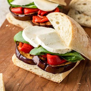 32. Eggplant, Mozzarella and Roasted Peppers
