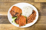 #13 Fried Pork Chops with Rice & Beans Special