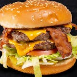 Triple cheeseburger with bacon