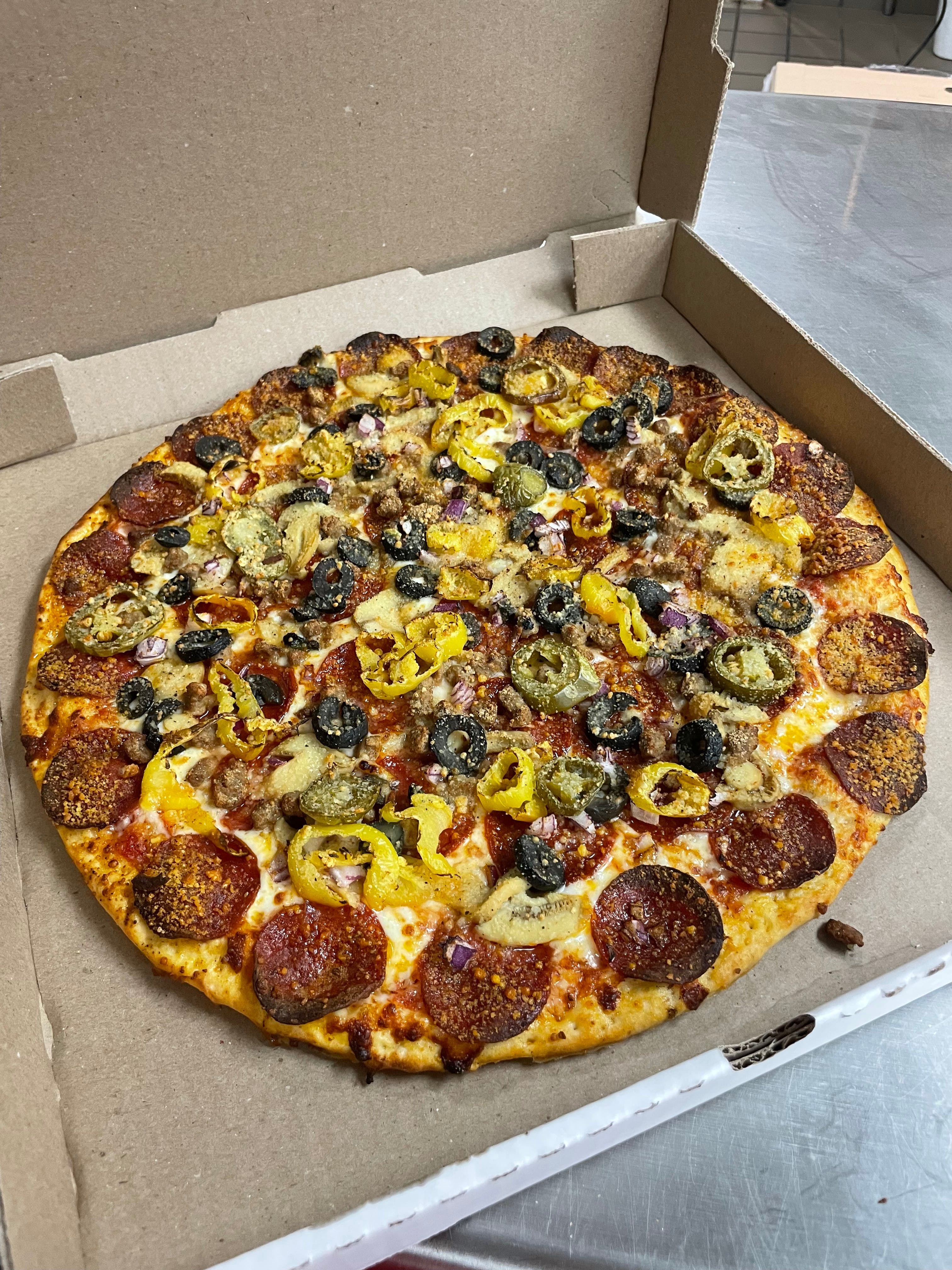 Velarde Pizza - View Menu & Order Online - 13505 Montfort Pl, Dallas, TX  75240 - Slice