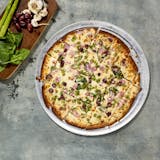 Creamy Kalamata Olives & Spinach Pizza