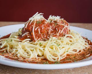 Meatball Parmesan Over Spaghetti
