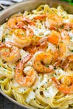 Fettuccine Alfredo with 7 Pieces Shrimp