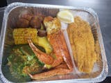 34. 1 Snow Crab 1/2 Lb. Fish & One Med. Lobster Tail & 1/2 Large Shrimp