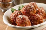 Meatballs with marinara sauce and parmesan