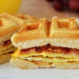 Bacon, Egg, & Cheese-Stuffed Waffle Sandwich