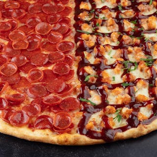 Half BBQ Chicken & Half Pepperoni Pizza