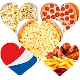 RED ZONE DOWN (1LG CHEESE,1LG PEPPERONI,1 PASTA FETTUCCINE ALFREDO W/Chicken,12 WINGS W/ F/F & 2LT)