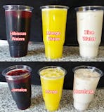 Jamaica water. mango water or horchata water