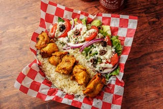 12. Chicken Kabob with Salad & Rice