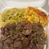 Pepper Steak with 2 Sides