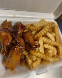 8 Wing Dings (Sauced) with fries
