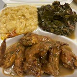 Smothered Fried Chicken with 2 Sides