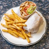 Grilled Chicken Wrap with lettuce, tomato and mayo.