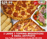 2 LG 1 Topping, Breadstick & Sm. Antipasto