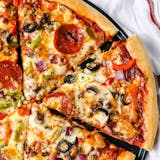 Pepperoni, Bacon, Onions & Peppers Pizza