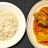 White Rice w/ Assorted Meat & Red Sauce Plate